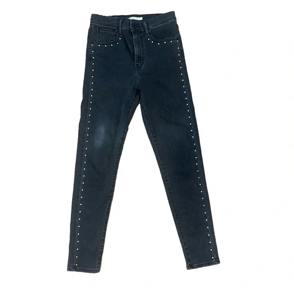 Levi’s Mile High Super Skinny Black Studded Jeans - Picture 1 of 3